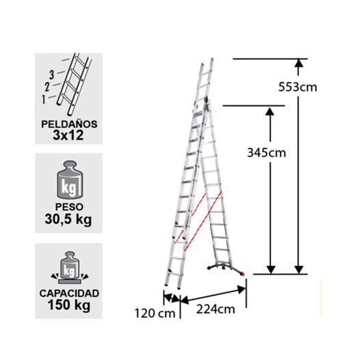 ESCALERA-ALUMINIO-TIJERA-TELESCOPICA-3X12-PELDAÑOS-HAILO-2